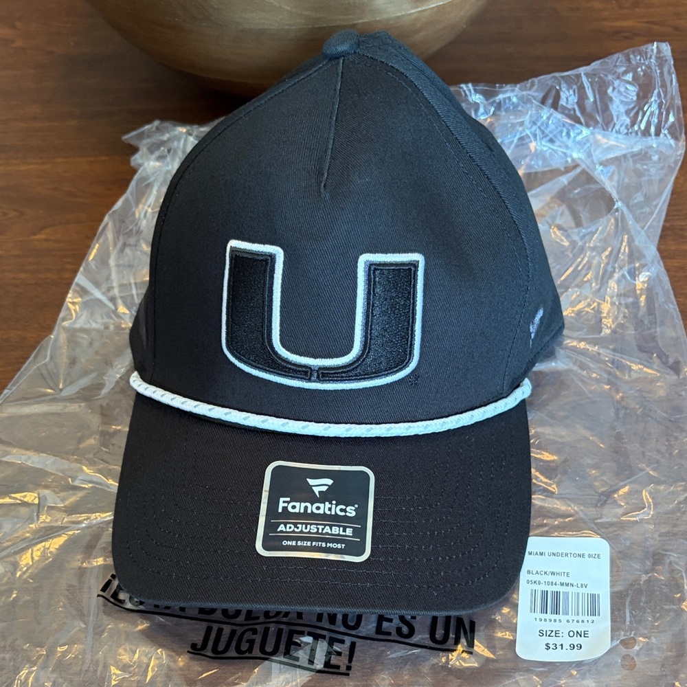 Fanatics Black and White 'U' Rope-Trim Adjustable Cap